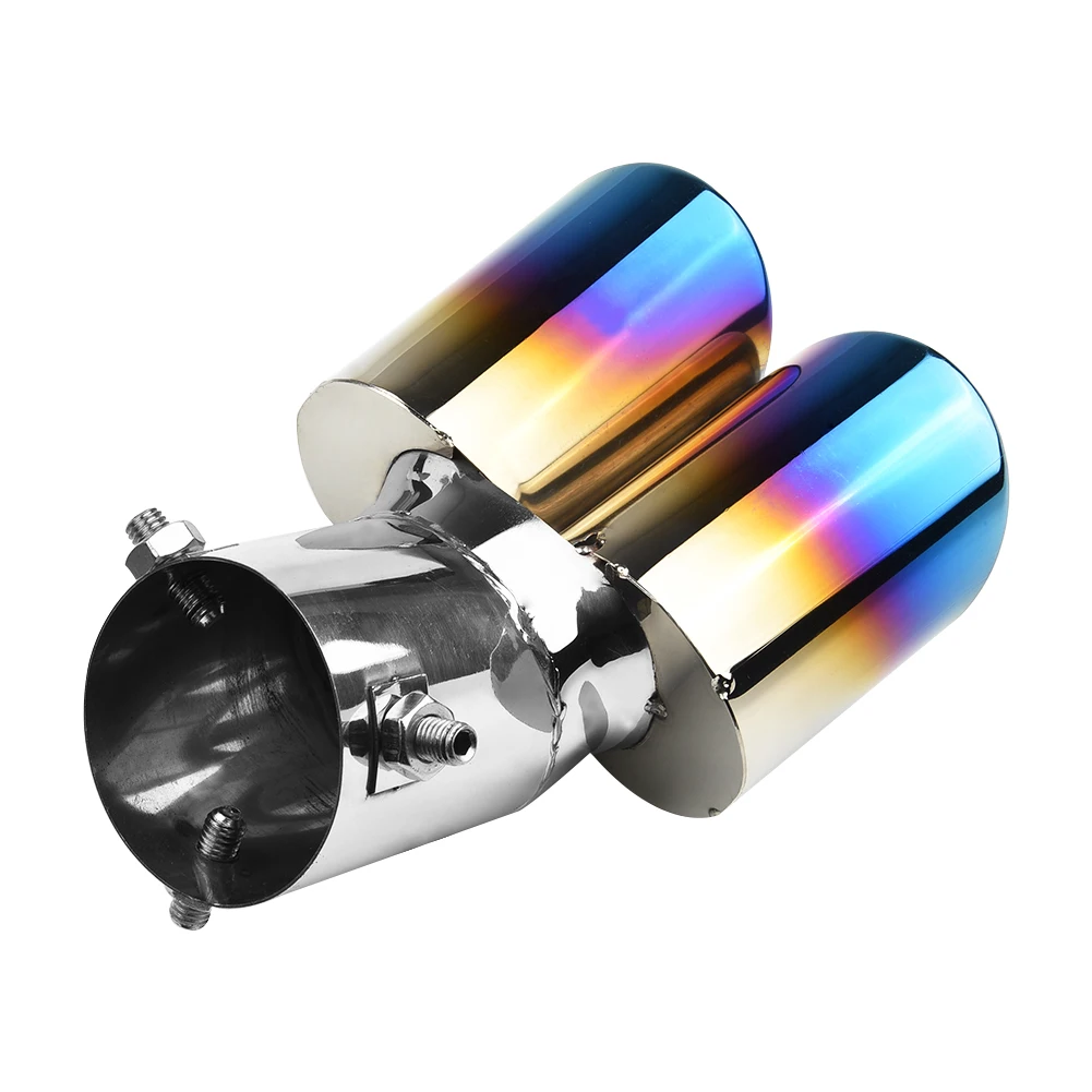 Blue Stainless Steel Car Rear Dual Exhaust Pipe Tail Muffler Tip Throat Useful Practical Accessories High Quality