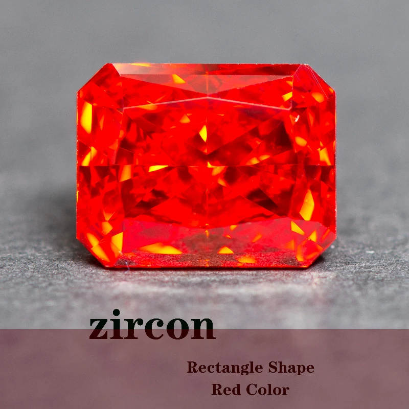 

Cubic Zirconia Radiant Shape Red Color High Quality 4k Crushed Ice Cut Charm Stone for DIY Jewelry Ring Necklace Making Material