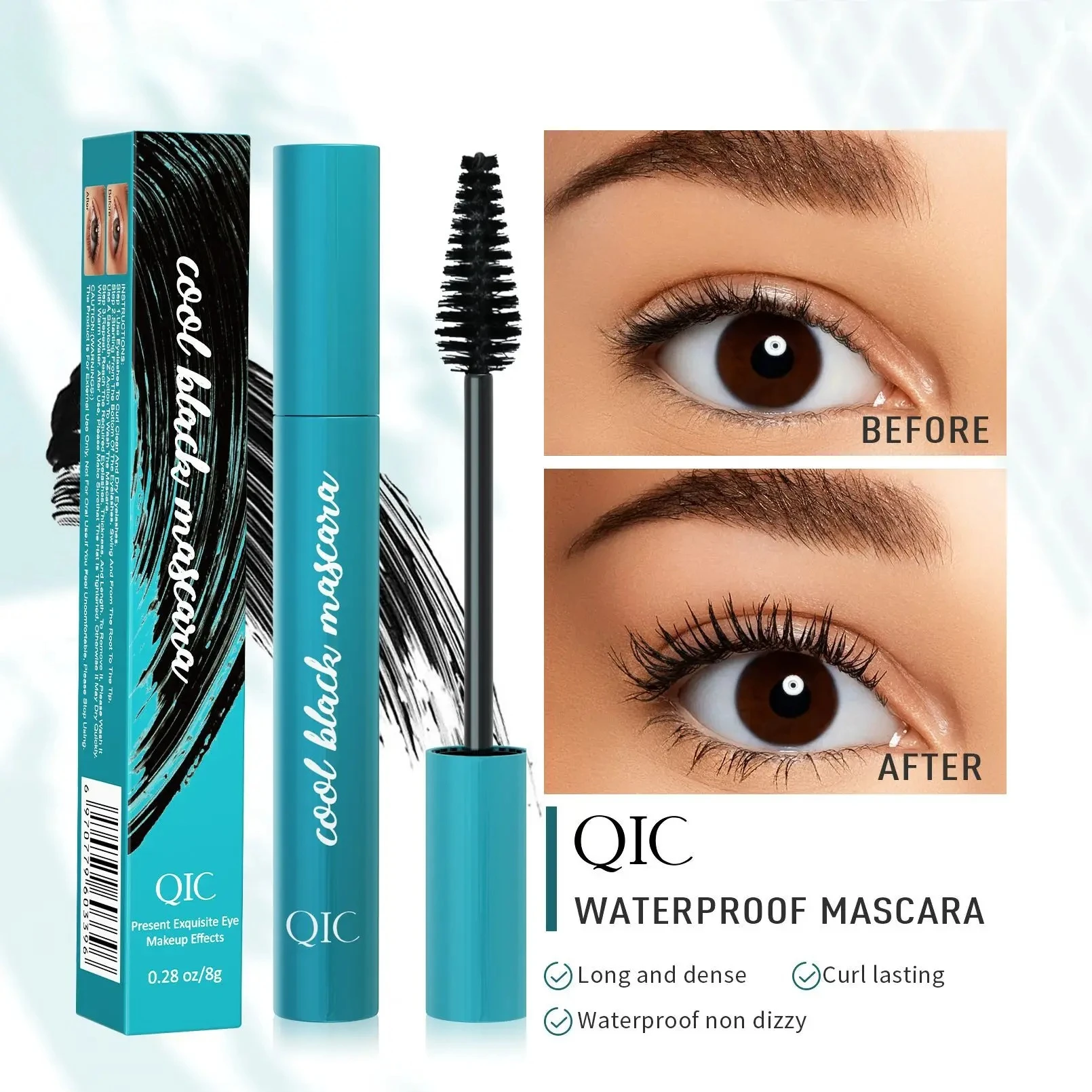 4D Volumizing Curling Mascara Schwarz Wasserdicht Nicht verschmierend Verlängerung Cool Black Wimpern Mascara für Schönheits-Make-up