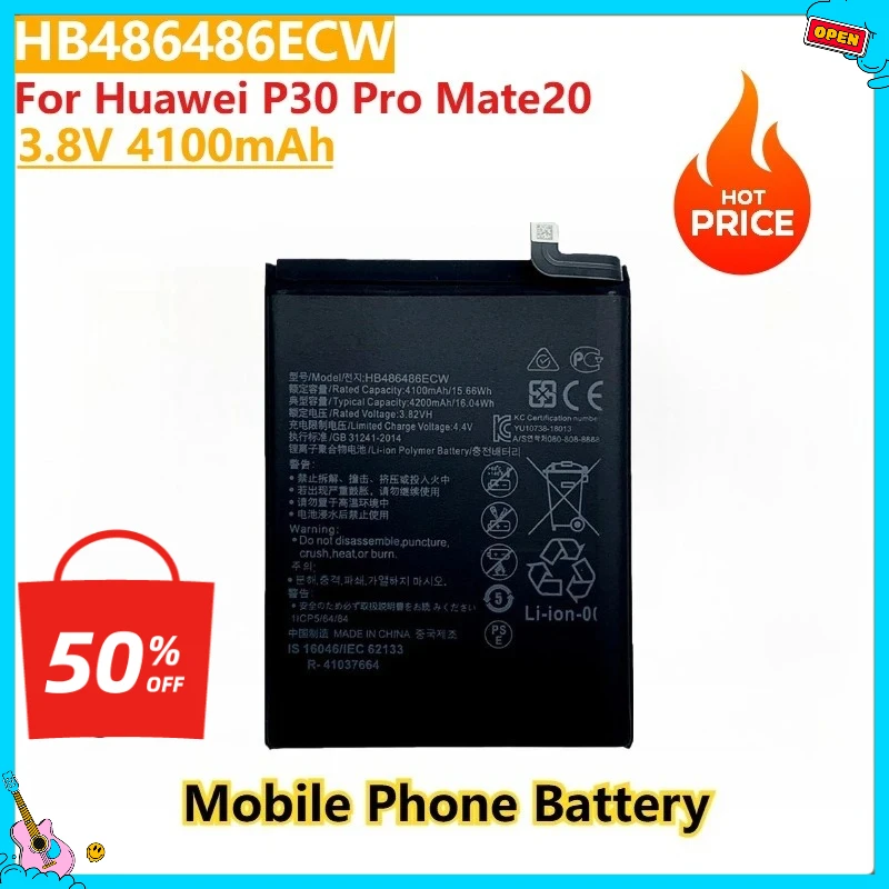 

New Replacement Mobile Phone Battery HB486486ECW 3.8V 4100mAh for Huawei P30 Pro Mate20 ProHigh Quality