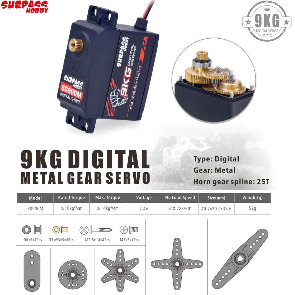 SURPASS 6KG serwo 1 sztuk S0600M Metal Gear cyfrowy S0600P plastikowy silnik do 1/10 1/12 skala RC samochód samolot Robot helikopter łódź