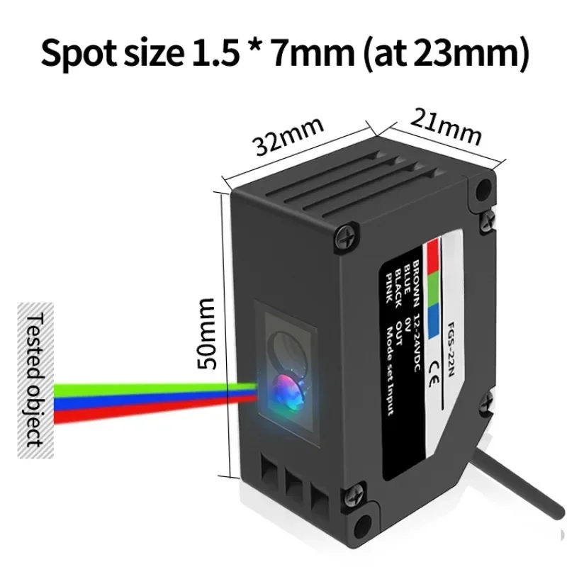 Color Recognition Photoelectric Sensor Color Correction Photoelectric Switch RGB Color Mark Sensor