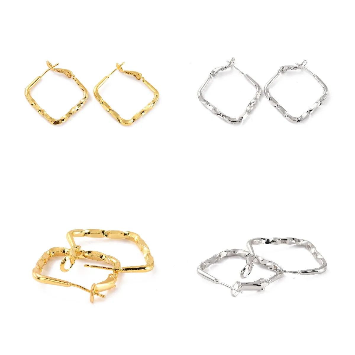 

Kissitty 5 Pairs Gold Color Eco-Friendly Brass Hoop Earrings With Brass Pins For Women Jewelry Findings Gift