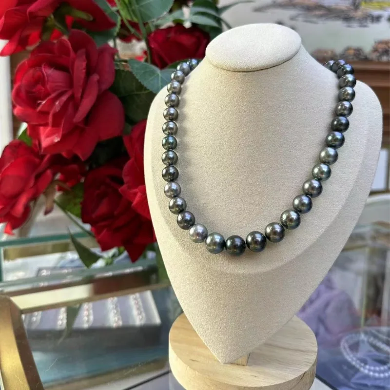 Natural Pearl 9-10mm Genuine Black Gray Pearl Necklace Wholesale Factory Direct Sales Sterling Silver 925