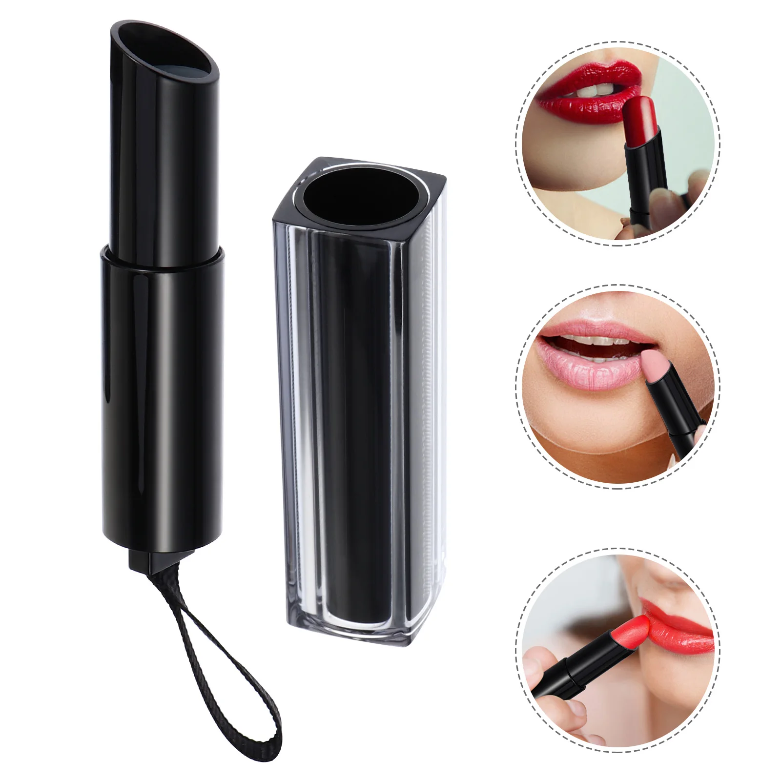 

4Pcs Empty Tubes DIY Lip Balm Cream Refillable Lipstick Tube Storage Design Refillable Portable Plastic Containers
