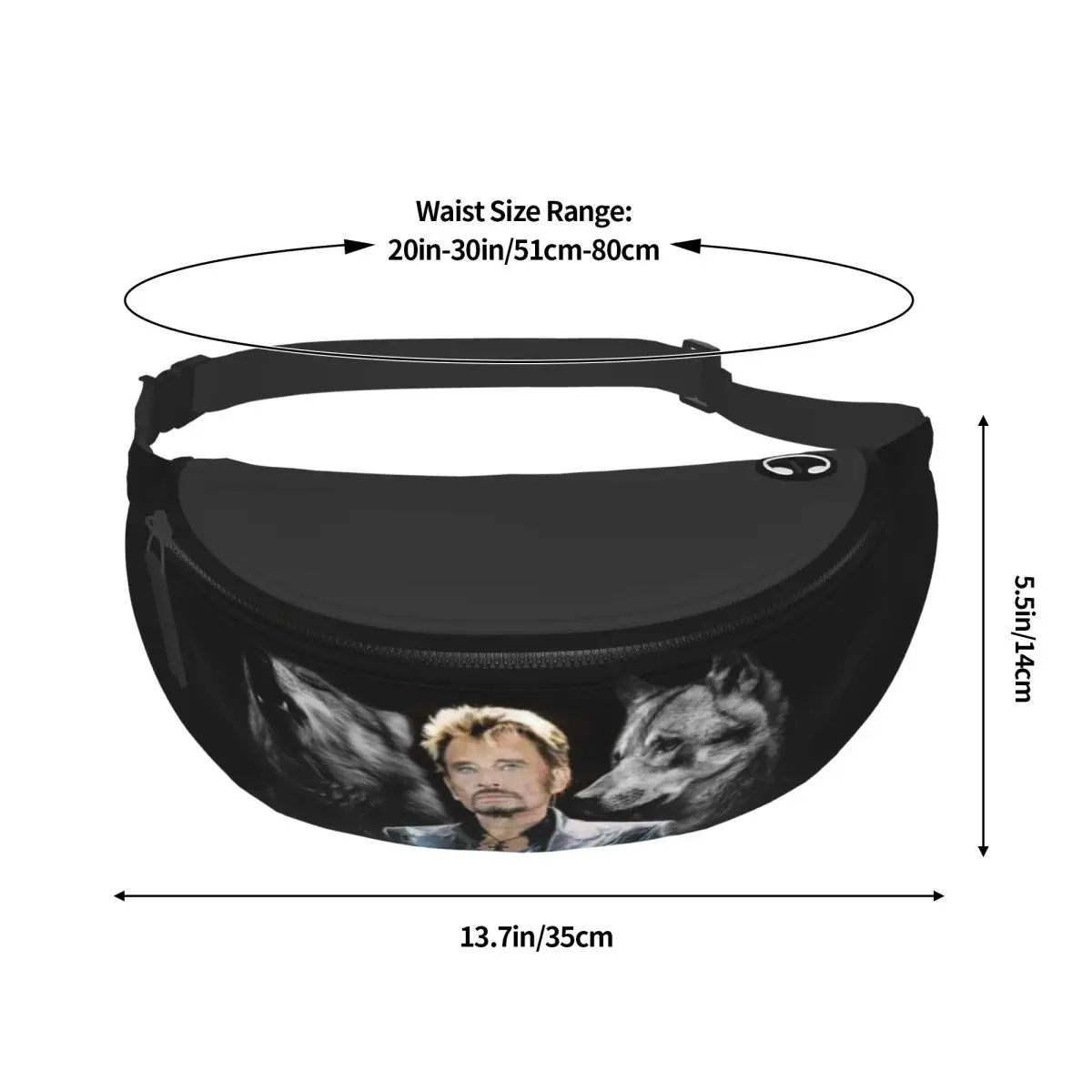 Custom Johnny Hallyday กับหมาป่า Fanny กระเป๋า Rock นักร้อง Crossbody เอวแพ็คผู้ชายผู้หญิงวิ่งโทรศัพท์เงินกระเป๋า