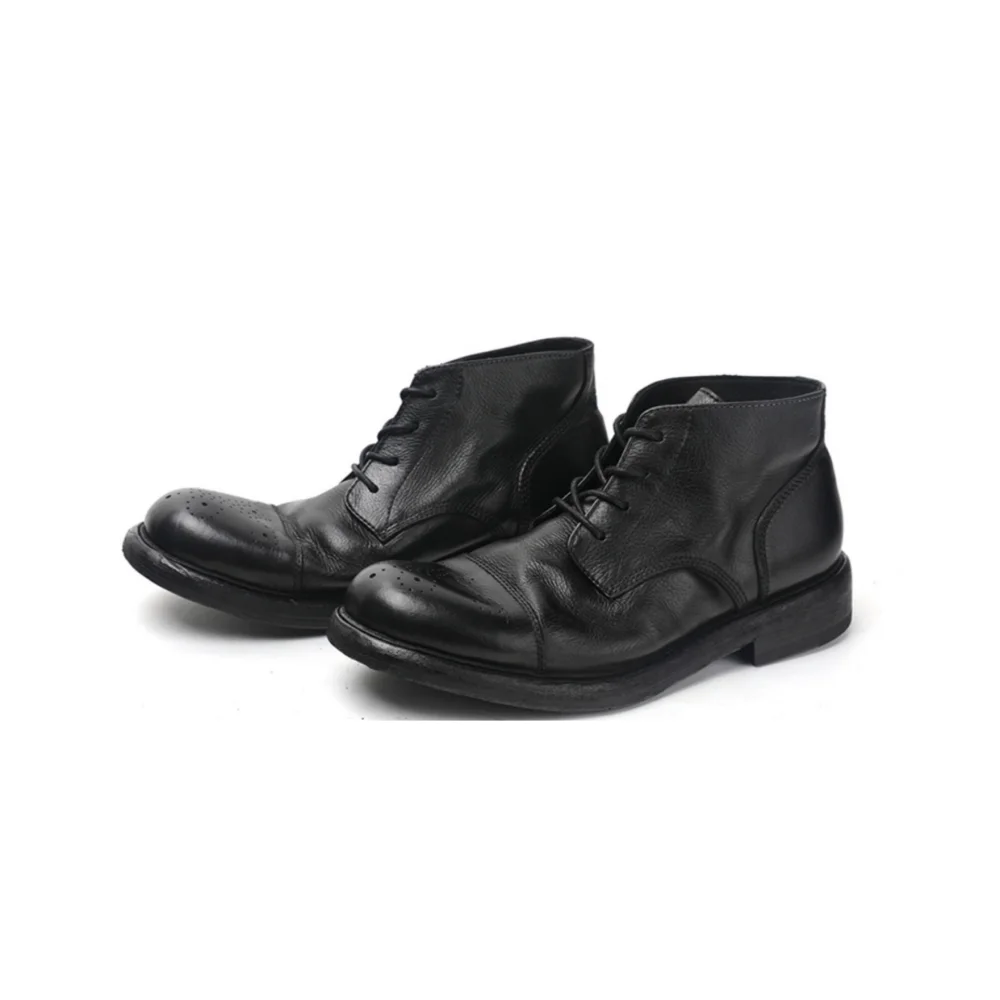 

Men's Cowhide Derby, Semi-Business Style Leather Boots, Casual Dress Shoes