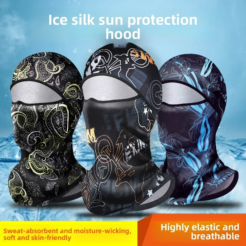 Ice Silk Sunscreen Headgear Full Face Summer Face Covering Men Women Face Kini Motorcycle Riding Mask Scarf UV Protection