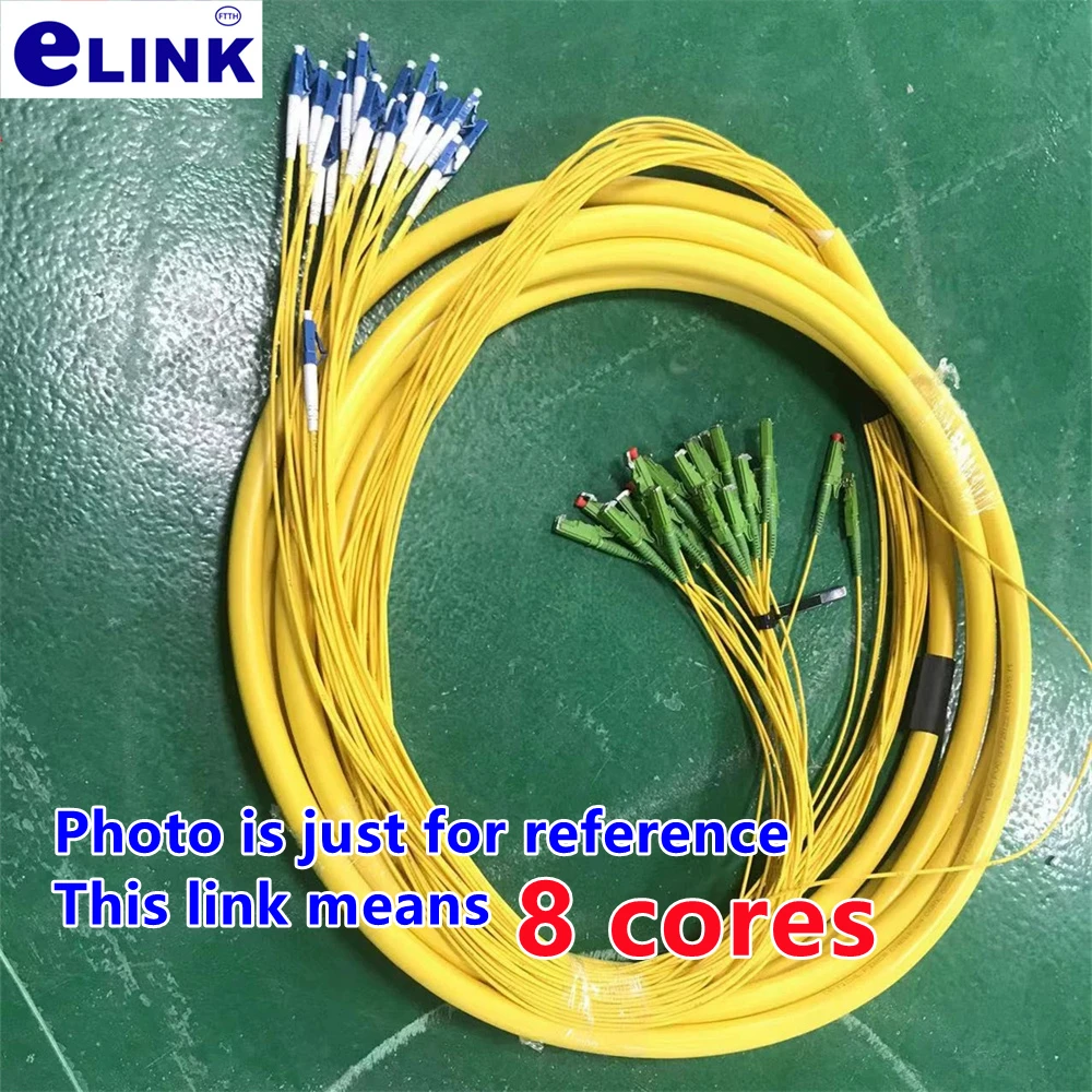 8C bundle optical patchcord 10-100m 8 cores E2000/APC to SC/FC/LC/ST SM 8 fibers 50m60m E2000 indoor branch jumper customized