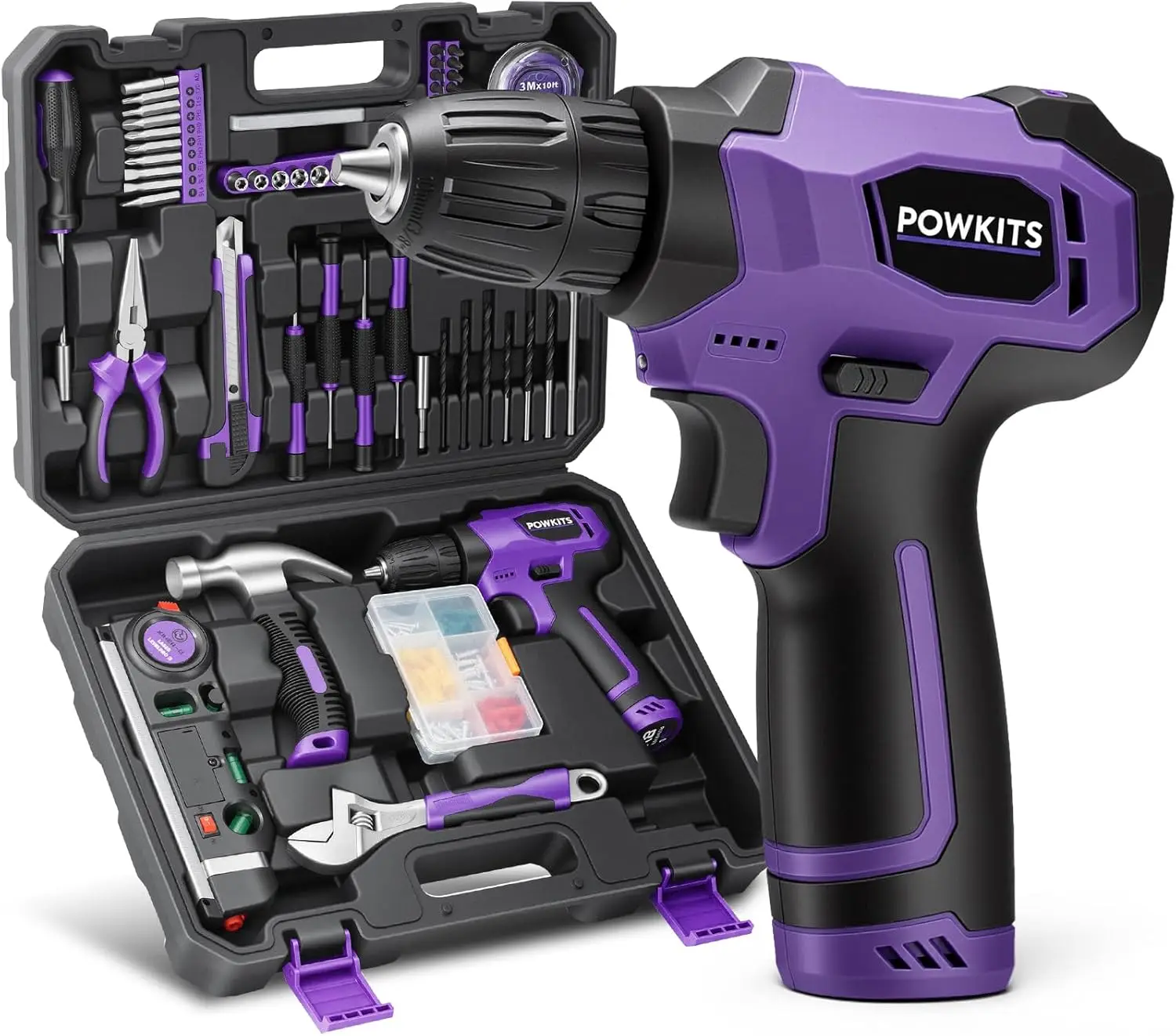 

8V Cordless Drill Set, 139-Piece Tool Kit with LED Light, Rechargeable Power Drill for Home Repairs & DIY