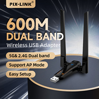 PIX-LINK 600Mbps Dual Band USB WiFi Adapter 5G & 2.4G Wireless Network Receiver with AP Mode, Easy Setup UAC21D