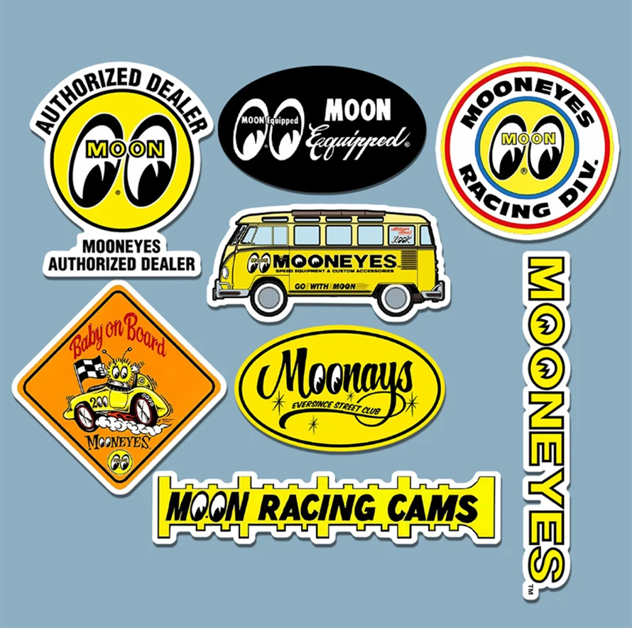 8 Pcs/Set Moon Motor Decals Eys Stickers Skateboard Decoration Moon Pegatinas Waterproof Lugguage Laptop Bicycle Pitcher