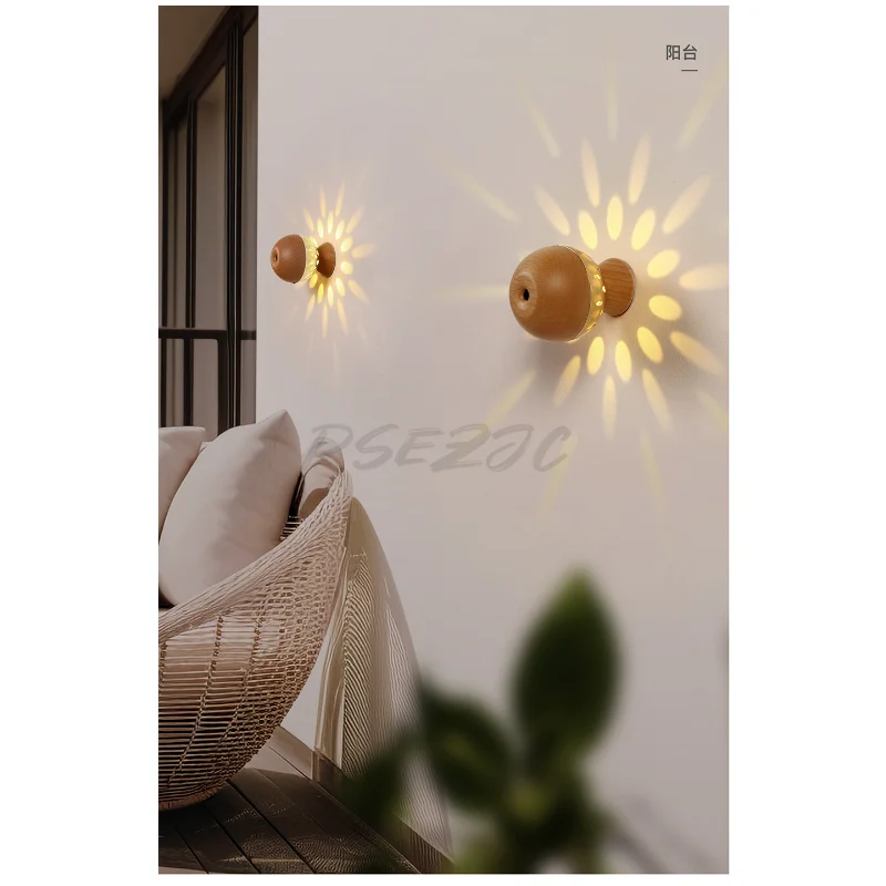 Intelligent Hand Scan Sensor Light USB Charging Magnetic Wireless Dimming Solid Wood Wall Light Small Night Light