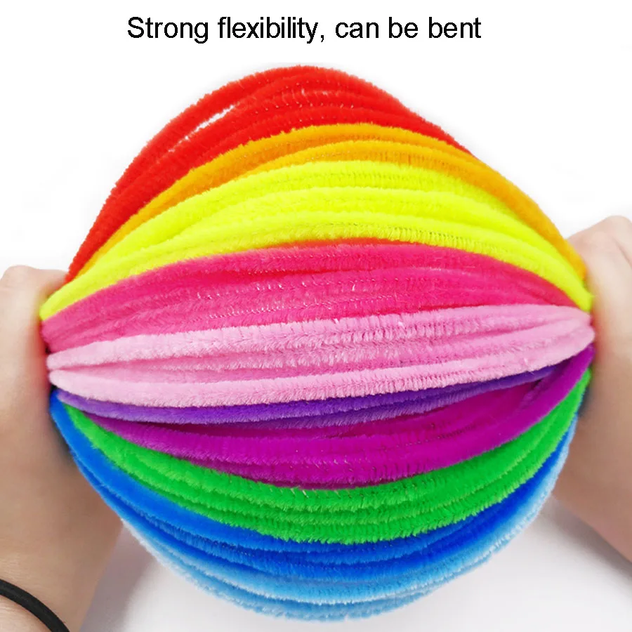 100PCS Colorful Twisted Stick Rod Creative DIY Handcraft Twisting Bar Wool Root Fluffy Bar Iron Wire Imaginative Decoration