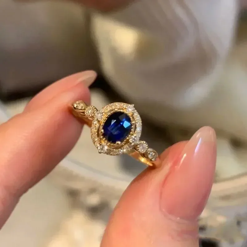 Dazzling vintage Unique Luxury Blue Gemstone rings for women Exquisite Stacking Style Beautiful engagement ring fine Jewelry