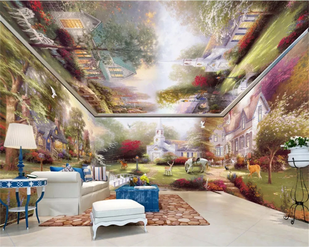 Custom 3D dream forest elk horse pigeon bird living room TV sofa background wall whole house wallpaper bedroom dining room 8d