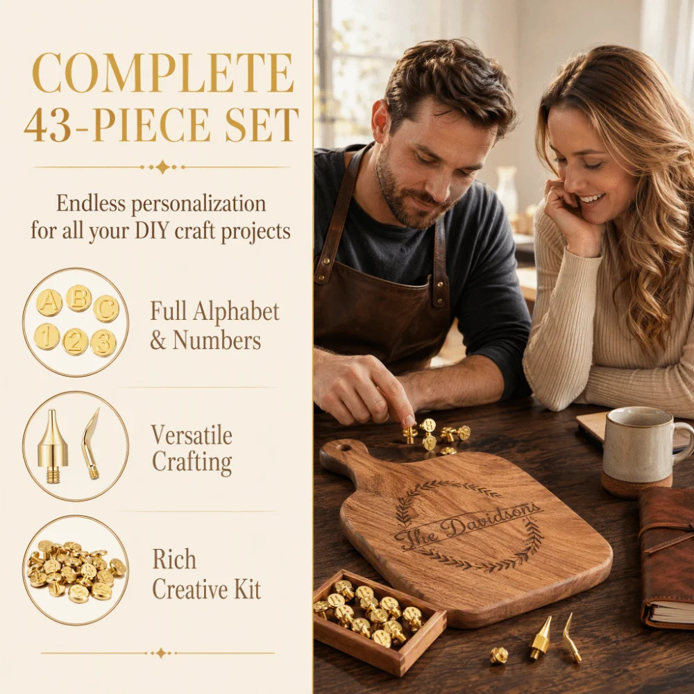 43 Pcs Uppercase Wood Burning Tip Set Replaceable Tips Complete Set Wood Burning Alphabet Stamps Wood Burning Number Stencil
