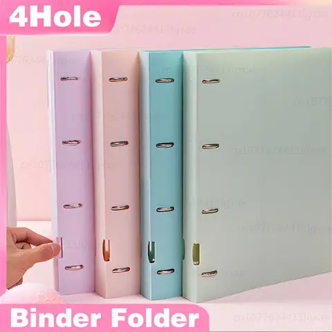 A4 File Folders Display Book 4 Hole Binder Folders Morandi Color Waterproof Document Ring Binder Folder Office School Supplies