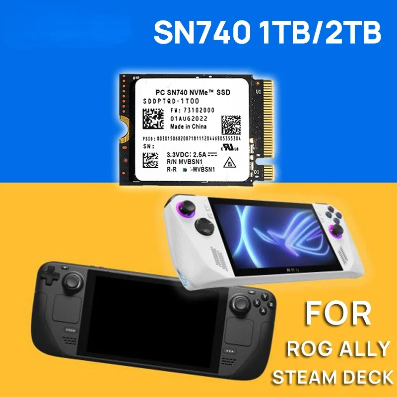 

Western 1TB 2TB SN740 2230 SSD M.2 NVMe PCIe Gen 4.0x4 Internal Solid State Drives for Steam Deck Rog Ally Laptop