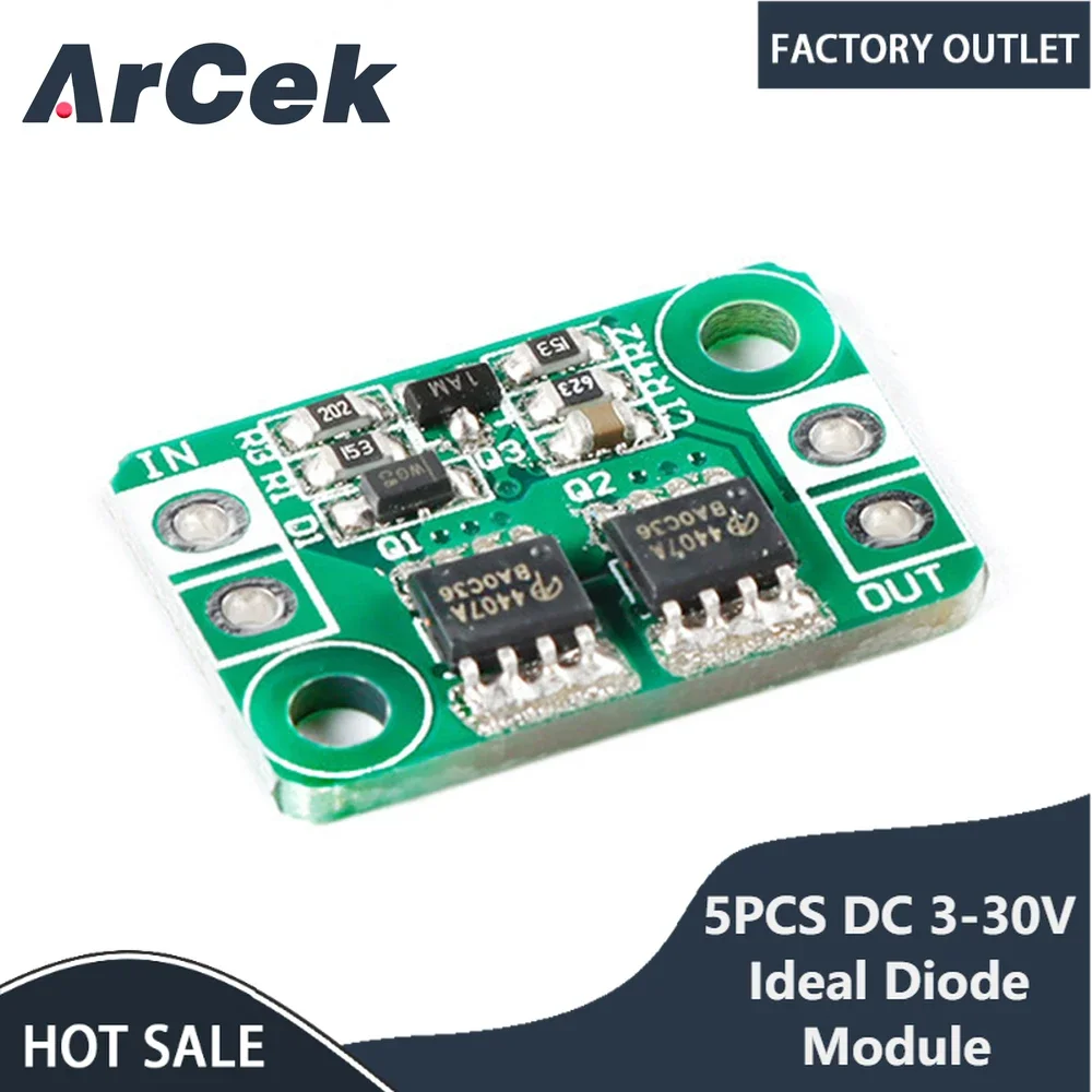 

5PCS DC 3-30V Ideal Diode Module Battery Charging Charger Anti Reverse Connection Power Protection Board Module 4A Common Ground