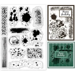 1pc Wall Tile Stain Background Clear Stamps Splatter and Brush Strokes Silicone Clear Stamp Seals for Cards Making DIY