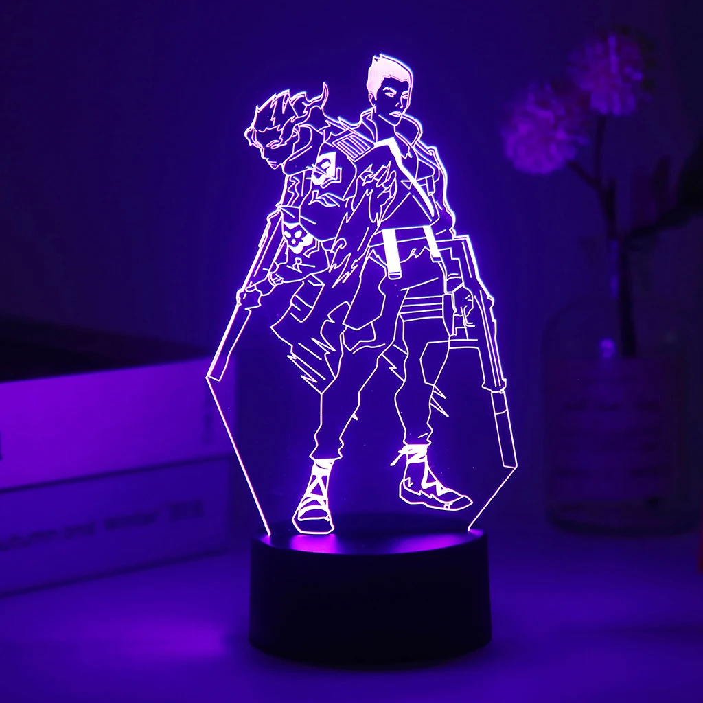 Hot Gaming Valorant Yoru 3D led Nightlight Omen Reyna Figure Colorful Table Lamp For Gamer Game Room Light Decor Dropshipping