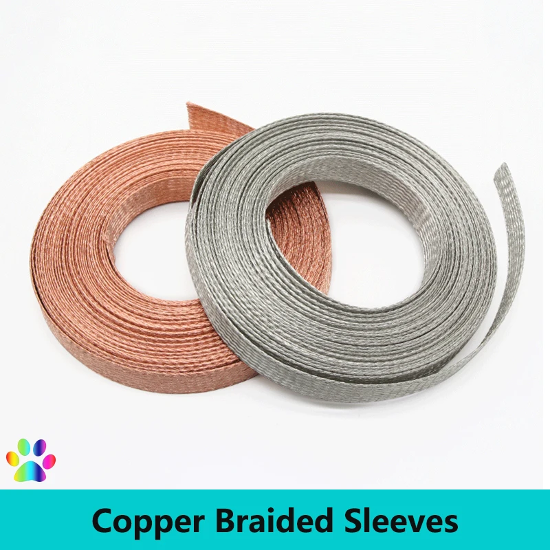 

1/2/5M Copper Braided Cable Sleeve Tinned Plating 2~28mm Metal Sheath Screening Signal Wire Shielded Cable Protector Sleeving