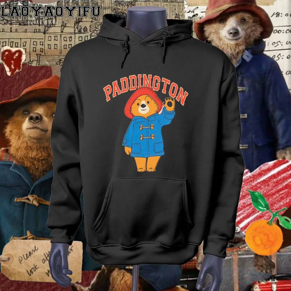 

2025 Cartoon Paddington Bear in London Graphic Unisex Hoodie Women Casual Everyday Autumn Winter Season Men Long sleeved Clothes