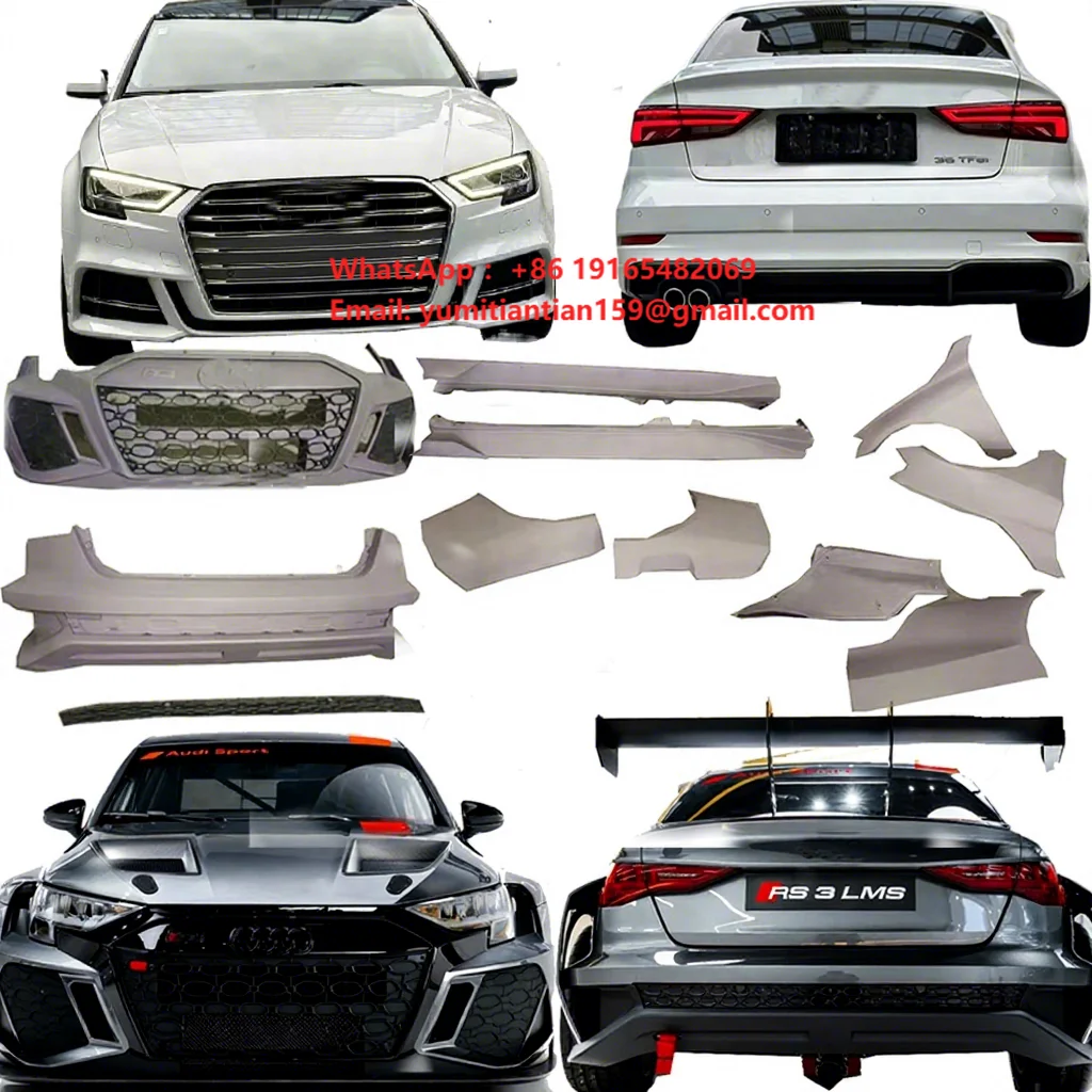 High Quality Exclusive New LMS Wide Body Front and Rear Bumpers Plus Boot Kit Auto Upgrade for Audi A3 RS3 Car