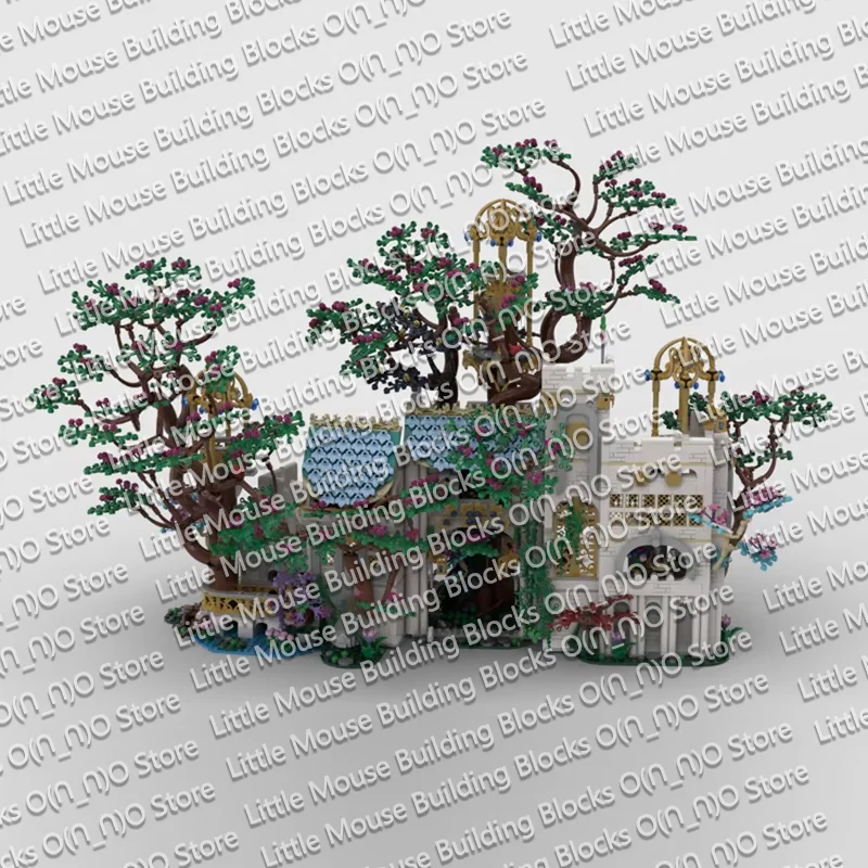 QWERT City Street View Model MOC Building Bricks Elven Forest Palace Modular Technology Gifts Holiday Assemble Children Toy Suit
