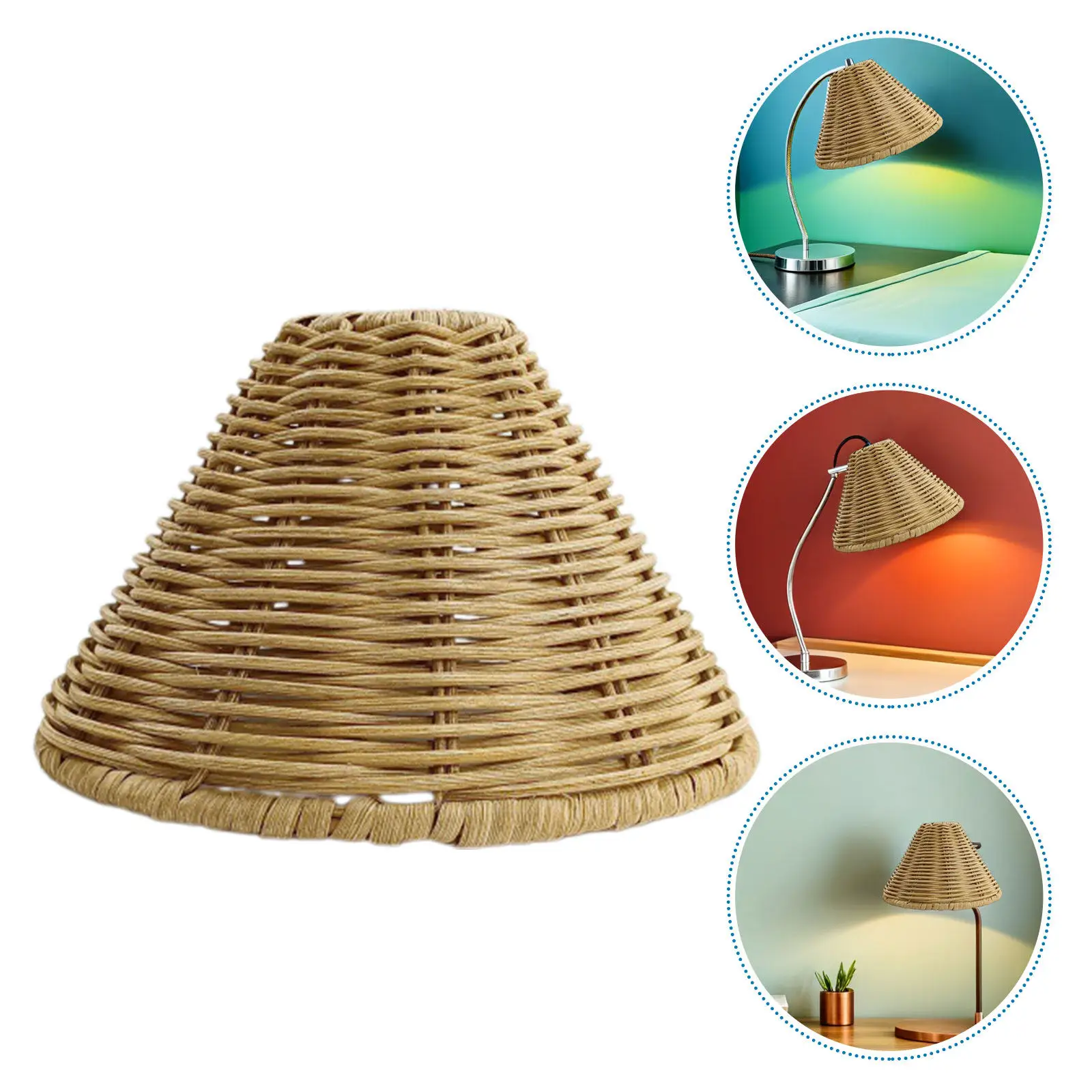 

Сменные конусные абажуры из ротанга с креплением-клипсой, 6.29 x 4.32 x 1.97 дюйма, ручной работы, для напольных, подвесных и настенных светильников