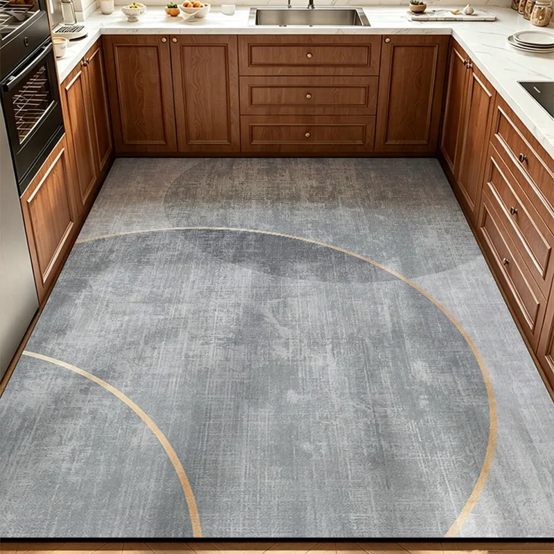 French Style Kitchen Mat Vintage Floral Kitchen Rug Waterproof Oil‑proof Wipeable Household Anti‑slip Wear‑resistant Floor Mat