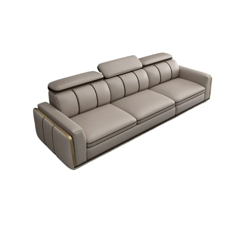 

Leather sofa, the first layer of cowhide, modern simple light luxury, large and small apartments, living room,