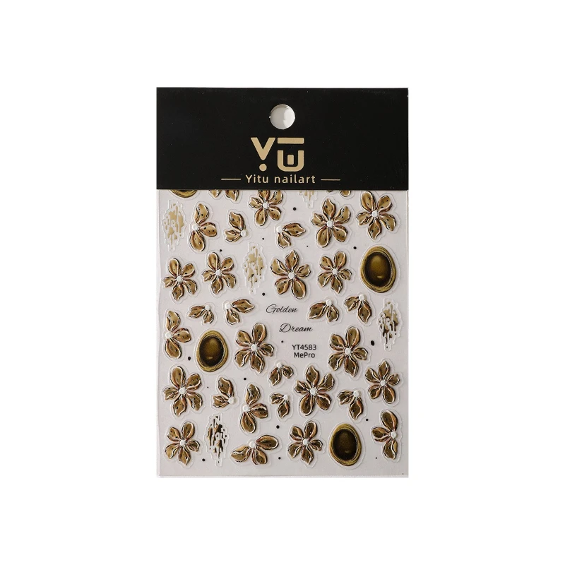 สติกเกอร์ติดเล็บลายดอกไม้ปีศาจแบบนูน 1 ชิ้น  พร้อมกาวในตัว เหมาะสำหรับทุกทรงเล็บ