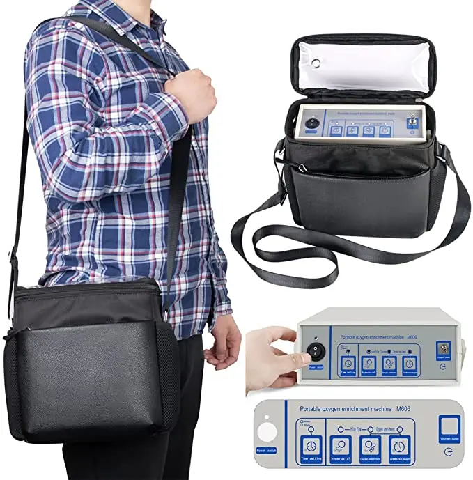 100V-240V Portable Oxygen Concentrator O2 Enrichment Machine with 2 Batteries (2 Hours Continuous Flow or 4 Hours Pulse Flow)