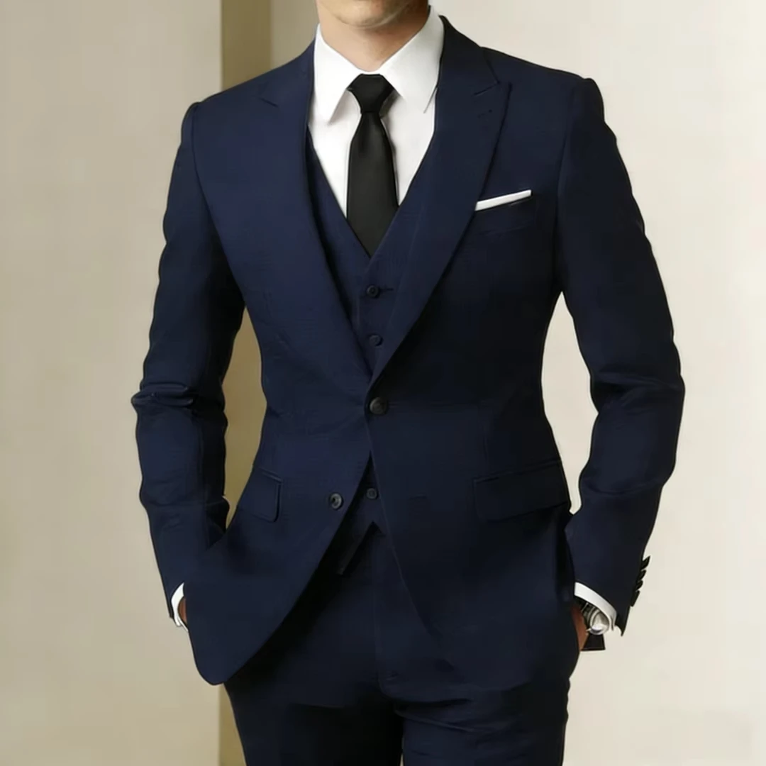

3 Pieces Men Suit Black Single Button With Lapel For Wedding Banquet Birthday Party Business Work Office Daily Jacket Vest Pants