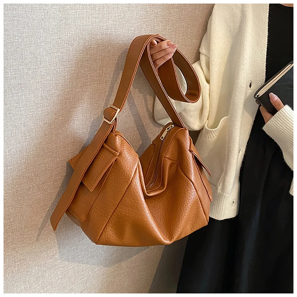 Trendy Retro Pu Leather Crossbody Bags 2023 New Fashion Square Handbags Women Commuter Casual Single Shoulder Bag Large Capacity