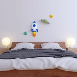 Outer Space Rocket UFO Planet Theme Paper Model Children's Room Wall Decoration Home Decor Papercraft 3D DIY Handmade Origami