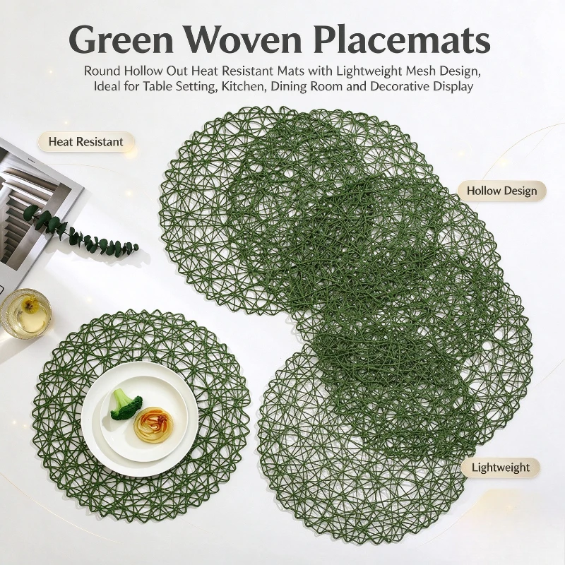 1PC Round Paper Straw Weave Table Mat Heat Resistant Placemat Coaster Bowl Pot Pad For Household Table Decoration