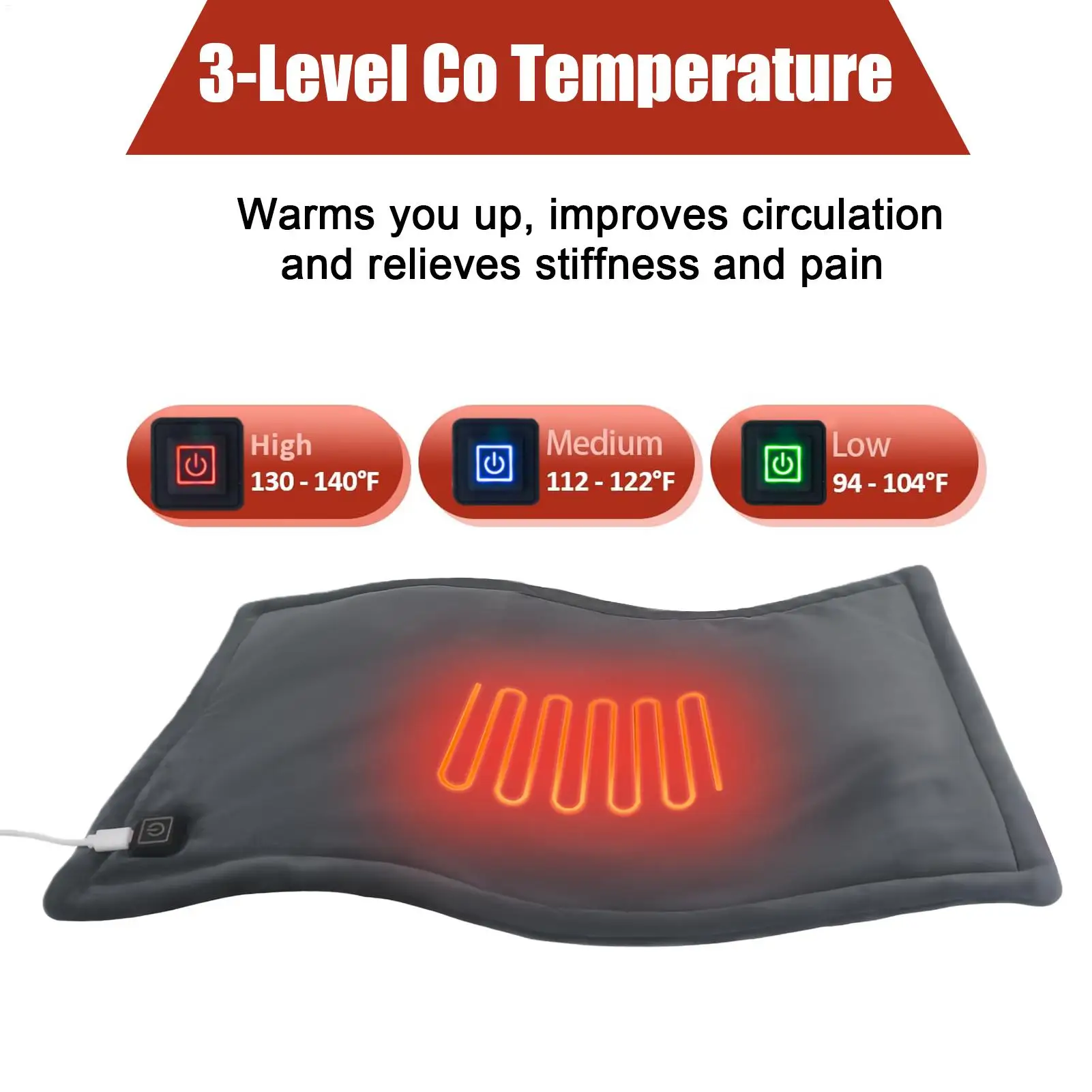 

Heating Pad Back 70x45cm 6-Zone 5V Comfortable Heated Throw Winter Warmer Heating Blankets For Couch Bed Sofa Home Dorm Offices