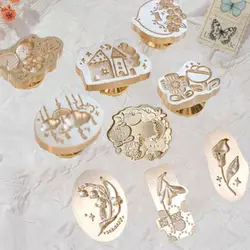 Replace Head Rose Embossed Sealing Wax Stamp Antique Metal DIY Tool Vintage Sakura Wax Seal Stamp Flowers Leaf
