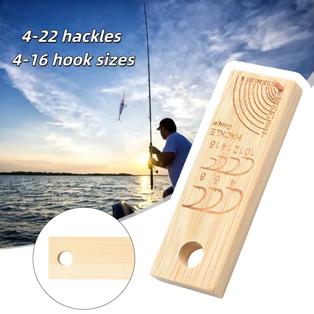 

Fishing Hook Hackle Gauge Fly Tying Tool 4-22 Hackles 4-16 Hook Sizes Wood Measuring Tool Fishing Tackle Pesca Wood 76x25mm