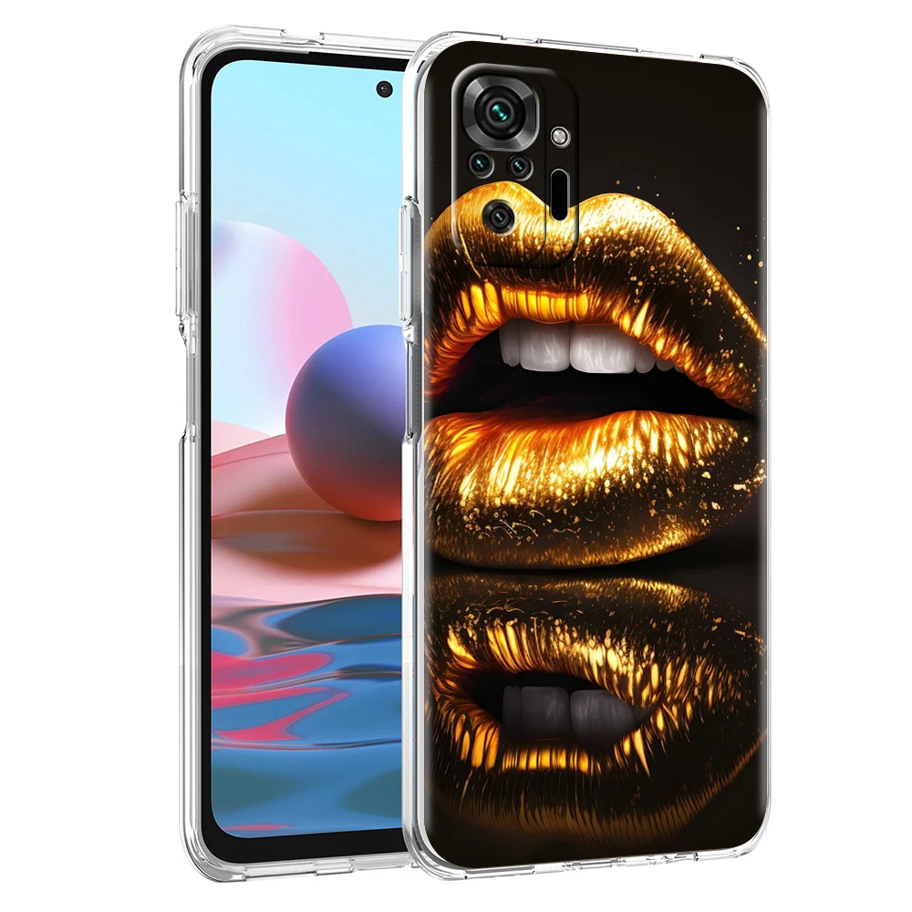 유행 입술 휴대폰 케이스 커버, 레드미 노트 10 11 11T 7 8 8T 9 K40 게임용 9A 9C 프로 플러스 투명 소프트 쉘 카파스 가방