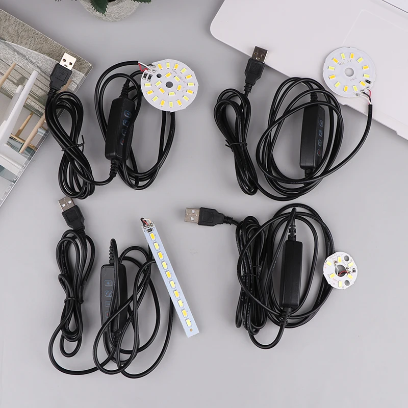 1Pc USB Plug DC5V LED Lights Online Switch Dimming Controller With 2Meter Cable 3W 5W 6W 10W LED Two-Color Light Board