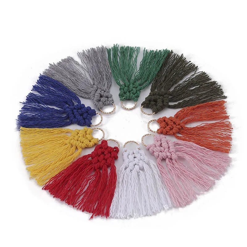 

2pcs/lot Iron Ring Woven Tassel Pendant For DIY Making Earrings Keychain Pendants Clothing Decoration Accessories Wholesale
