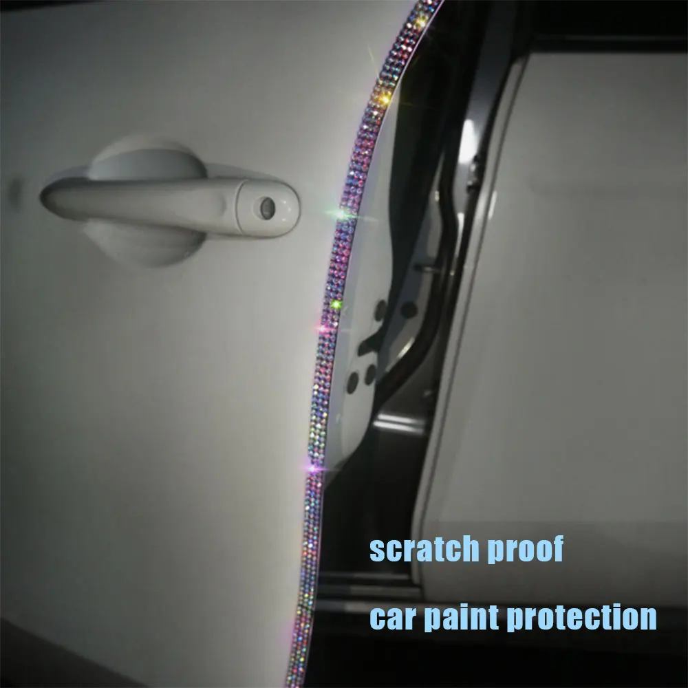 4PCS Rhinestones Car Stickers Door Edge Protector Universal Car Door Sill Sticker Anti Scratch Protection Auto Accessories