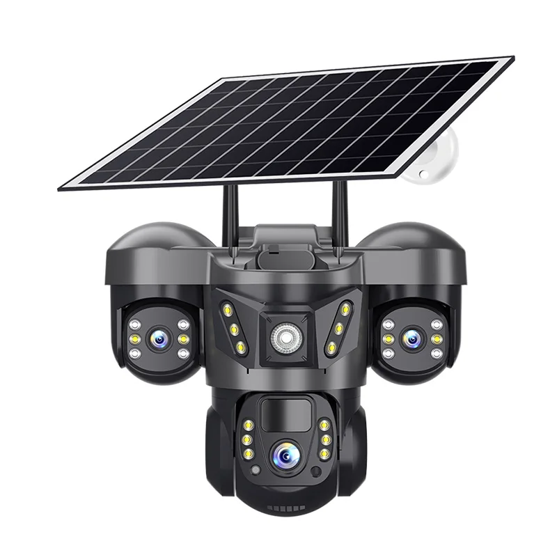 6MP V380pro  APP Solar Power Triple Lens  AOV  4G WIFI Camera Full Color AI Humanoid Detection Home Security CCTV Baby  Monitor