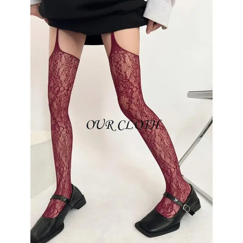 النساء شأن السمكة السمكة الجوارب الساحلية الشرير زهرة الدانتيل الحزام الحزام الجوارب جوارب Y1AC