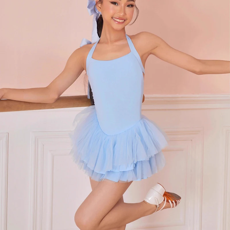 New Latin Dance Dress For Girls Sleeveless Lace Ballet Dress Kids Chacha Rumba Latin Dance Competition Costume