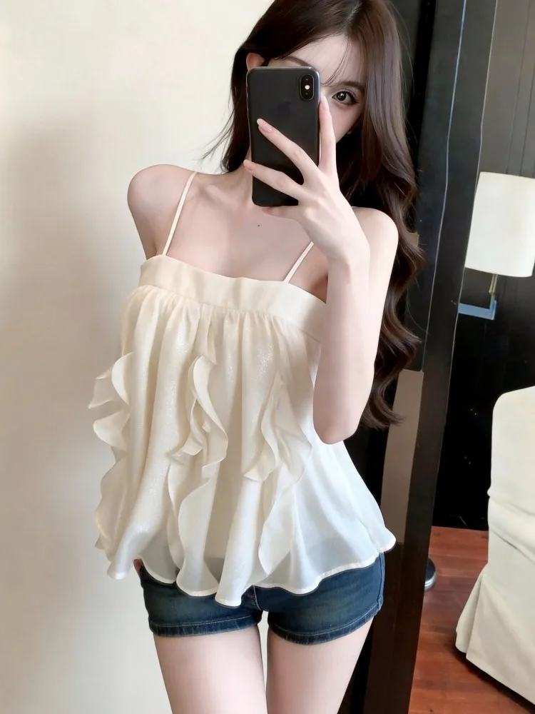 

Fashionable Summer New Style Vacation Trim Tube Top Strapless Vest Breathable Skin-friendly Korean Style Knitted Shirt